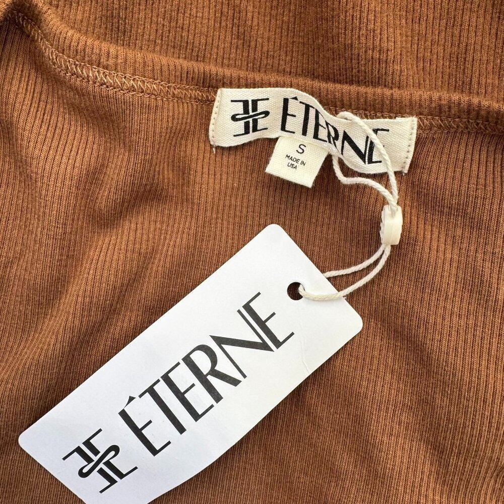 Eterne Square-Neck Long Sleeve Butter Rib Maxi Dress Earth Brown Small - Picture 5 of 11